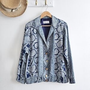 80s Vintage Victor Carlini Bandana Paisley Jacket Metal Buttons Women’s 12 USA